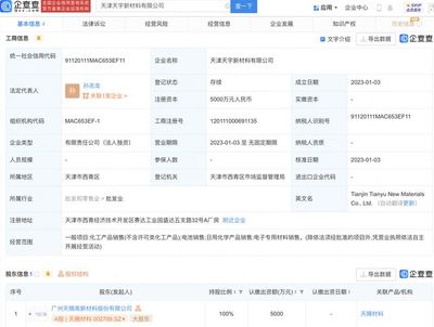 天賜材料于天津新設(shè)子公司 布局軸承與高端機(jī)械設(shè)備，提升新質(zhì)生產(chǎn)力